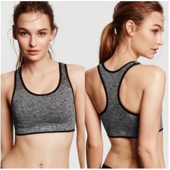 Victoria's Secret VSX Gray and Black Reversible Racerback Sports Bra Large L - Picture 1 of 14